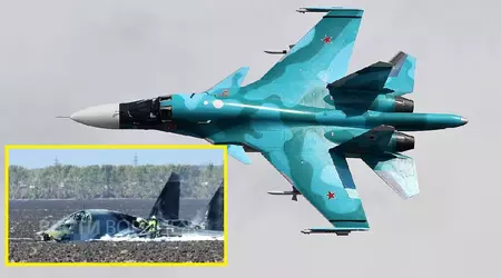 Su-34 supersonisk jagerbomber av generasjon 4++ til en verdi av opptil 50 millioner dollar styrtet i Russland