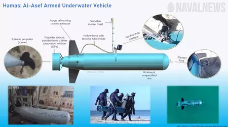 Hamas viste frem en Al-Asef-styrt torpedo med actionkamera og et lite stridshode som allerede har blitt brukt mot Israel.