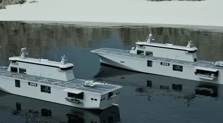 Dronefartøy: Portugal har bestilt et multifunksjonelt støtteskip fra Damen Shipyards Group som kan frakte ulike typer droner.