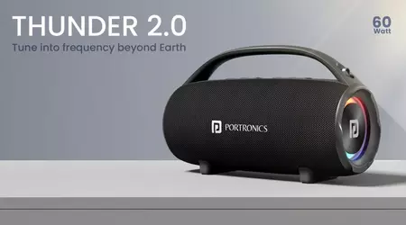 Portronics har lansert den nye bærbare høyttaleren Thunder 2.0 med 60 watt effekt, IPX6-beskyttelse og 6 timers batteritid