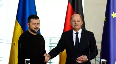 Tyskland vil overføre 650 millioner euro i militær bistand til Ukraina innen utgangen av 2024 - forbundskansler Olaf Scholz ankommer Kiev