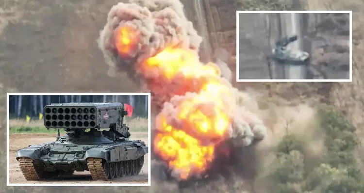 En FPV-drone ødela et russisk TOS-1A ...