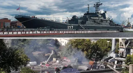 Nye bilder viser katastrofale skader på det store russiske landgangsfartøyet Minsk