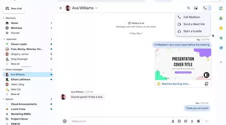 Google Chat lanserer Huddles-lydmøter med Google Meet-integrasjon