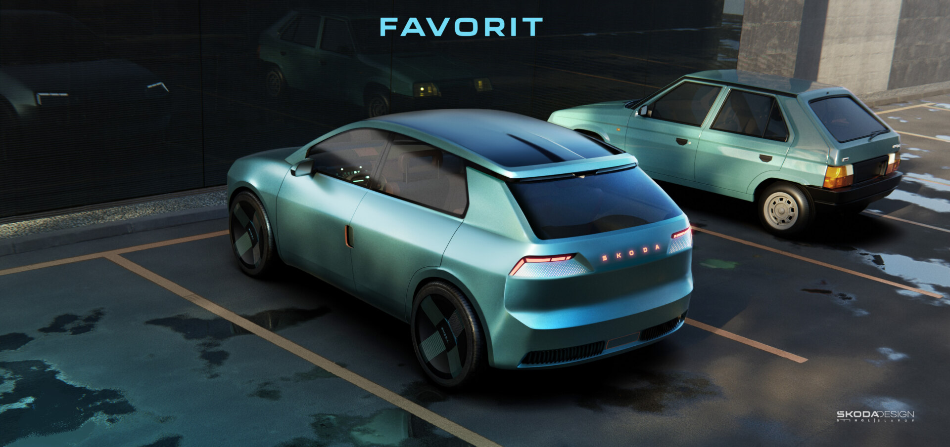 Moderne tolkning av Skoda Favorit hatchback Moderne tolkning av Skoda Favorit hatchback