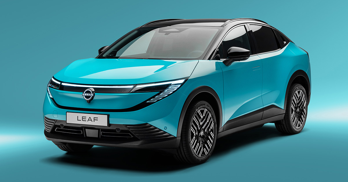 Ny Nissan Leaf i lys turkis farge Ny Nissan Leaf i lys turkis farge