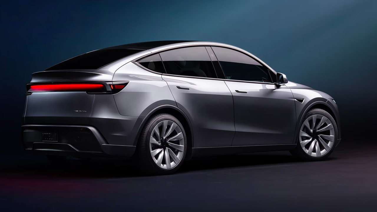 Den oppdaterte Tesla Model Y - sett bakfra Den oppdaterte Tesla Model Y - sett bakfra