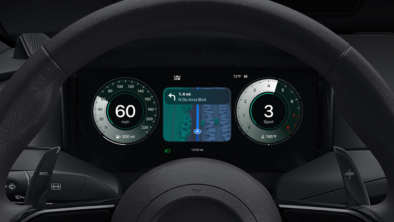 CarPlay Ultra-instrumentpanel med kart CarPlay Ultra-instrumentpanel med kart