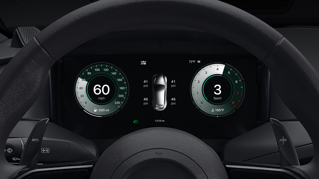 CarPlay Ultra-instrumentpanel med TPMS-indikator CarPlay Ultra-instrumentpanel med TPMS-indikator