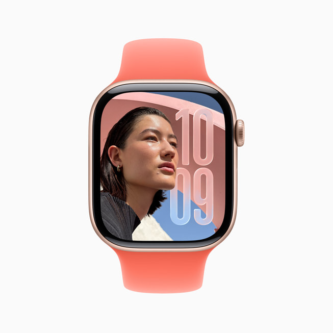 Photos Face klokkevisning med Liquid Glass i watchOS 26 Photos Face klokkevisning med Liquid Glass i watchOS 26