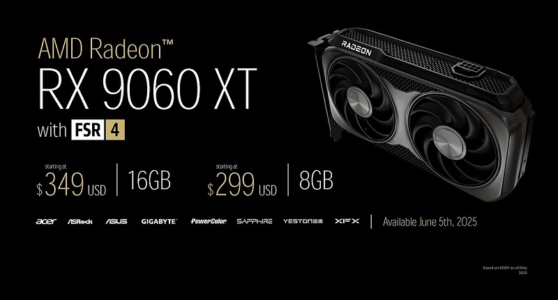 Rendering av Radeon RX 9060 XT grafikkort med 16 GB minne Rendering av Radeon RX 9060 XT grafikkort med 16 GB minne