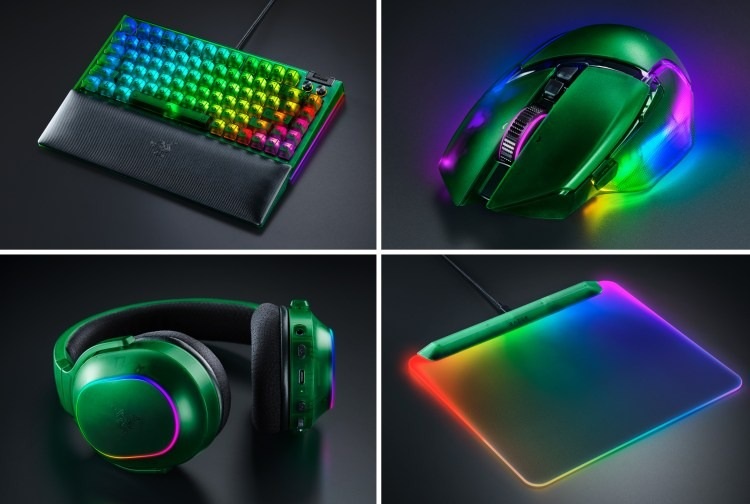 Gjennomsiktig grønnaktig deksel av Razer Phantom Collection gamer tilbehør