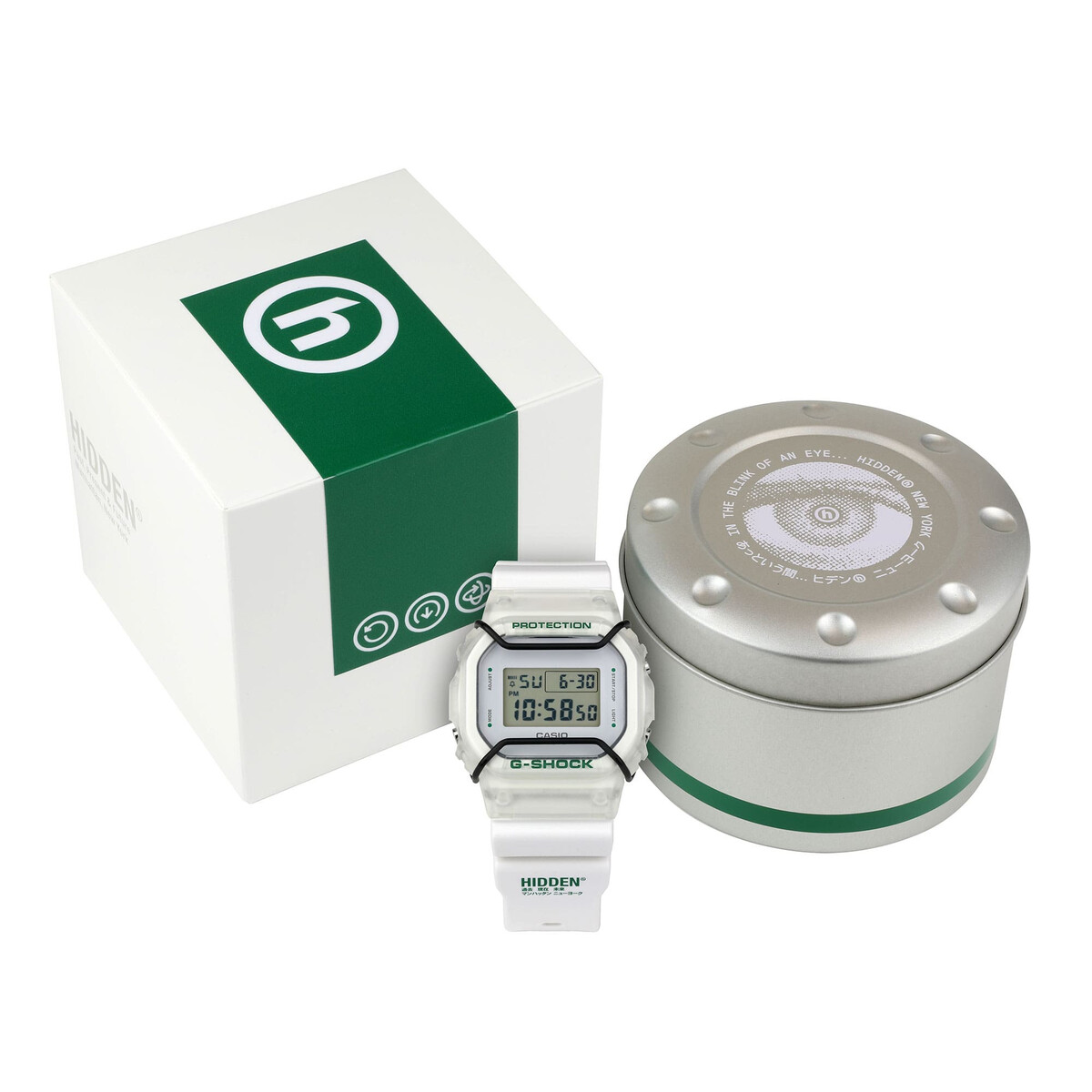 G-Shock DW5600HDN257 i et transparent hus G-Shock DW5600HDN257 i et transparent hus