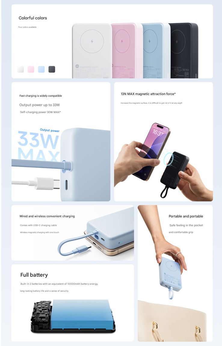 Xiaomi 10000 Magnetisk trådløs strømbank