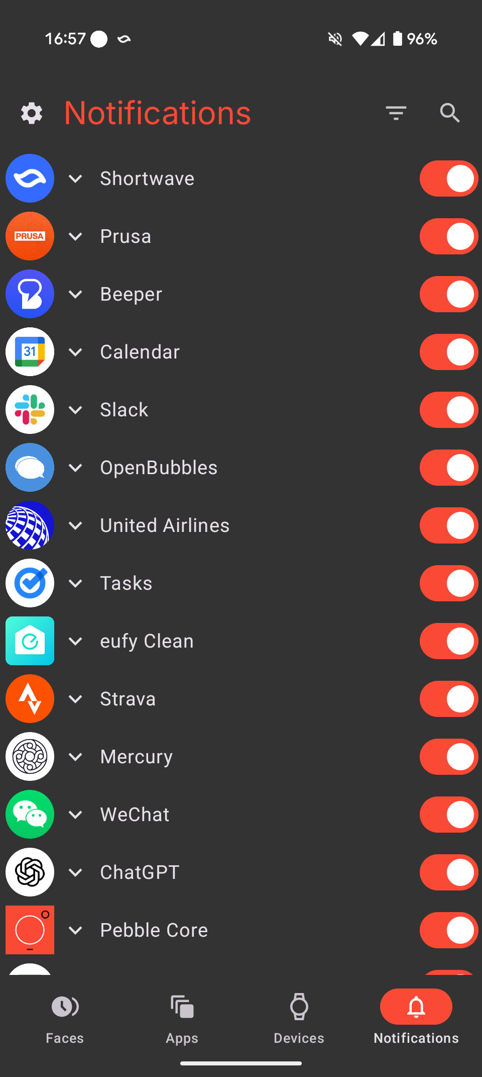 Pebble app-varsler