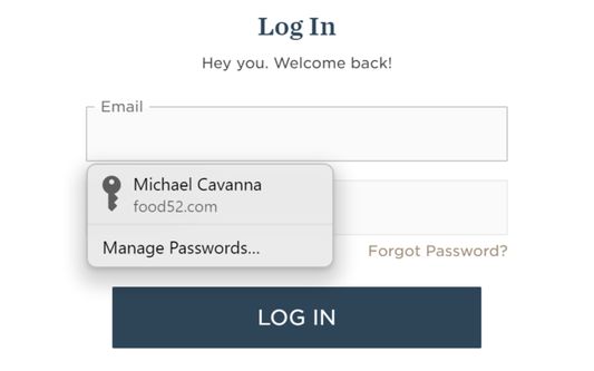 Skriverskjerm av iCloud Passwords-utvidelsen i Firefox