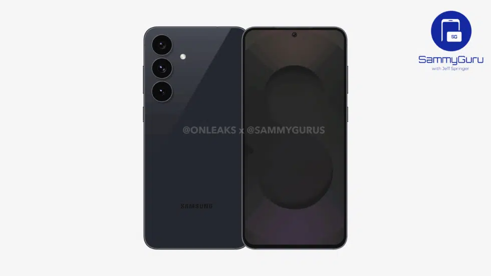 Samsung Galaxy S25 FE rendering med frontvisning Samsung Galaxy S25 FE rendering med frontvisning