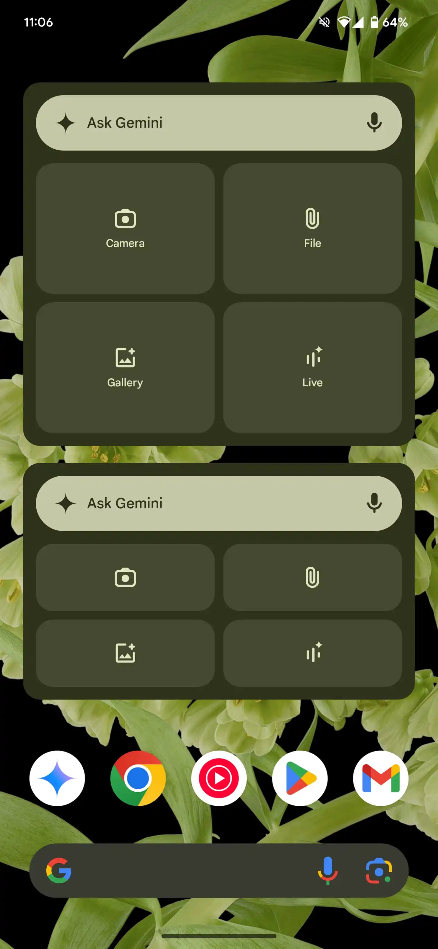 Gemini-widget på Android, grensesnitt Gemini-widget på Android, grensesnitt