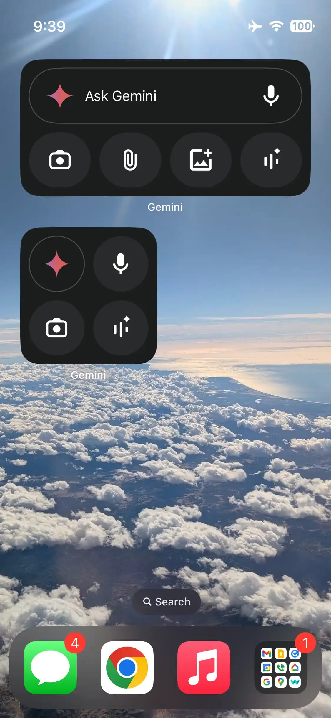 Gemini-widget for iPhone 1-startskjermen