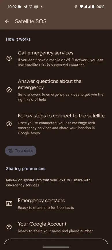 Google Pixel Satellite SOS-funksjon Google Pixel Satellite SOS-funksjon