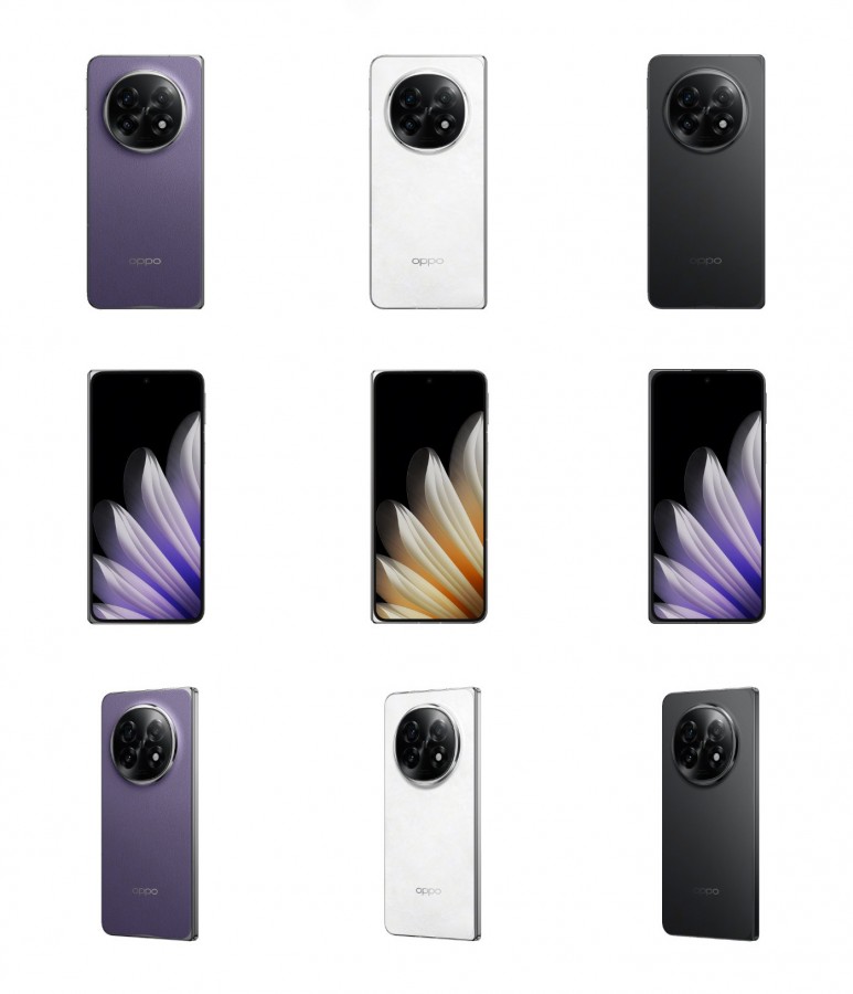 Offisiell gjengivelse av Oppo Find N5 i lilla farge Offisiell gjengivelse av Oppo Find N5 i lilla farge