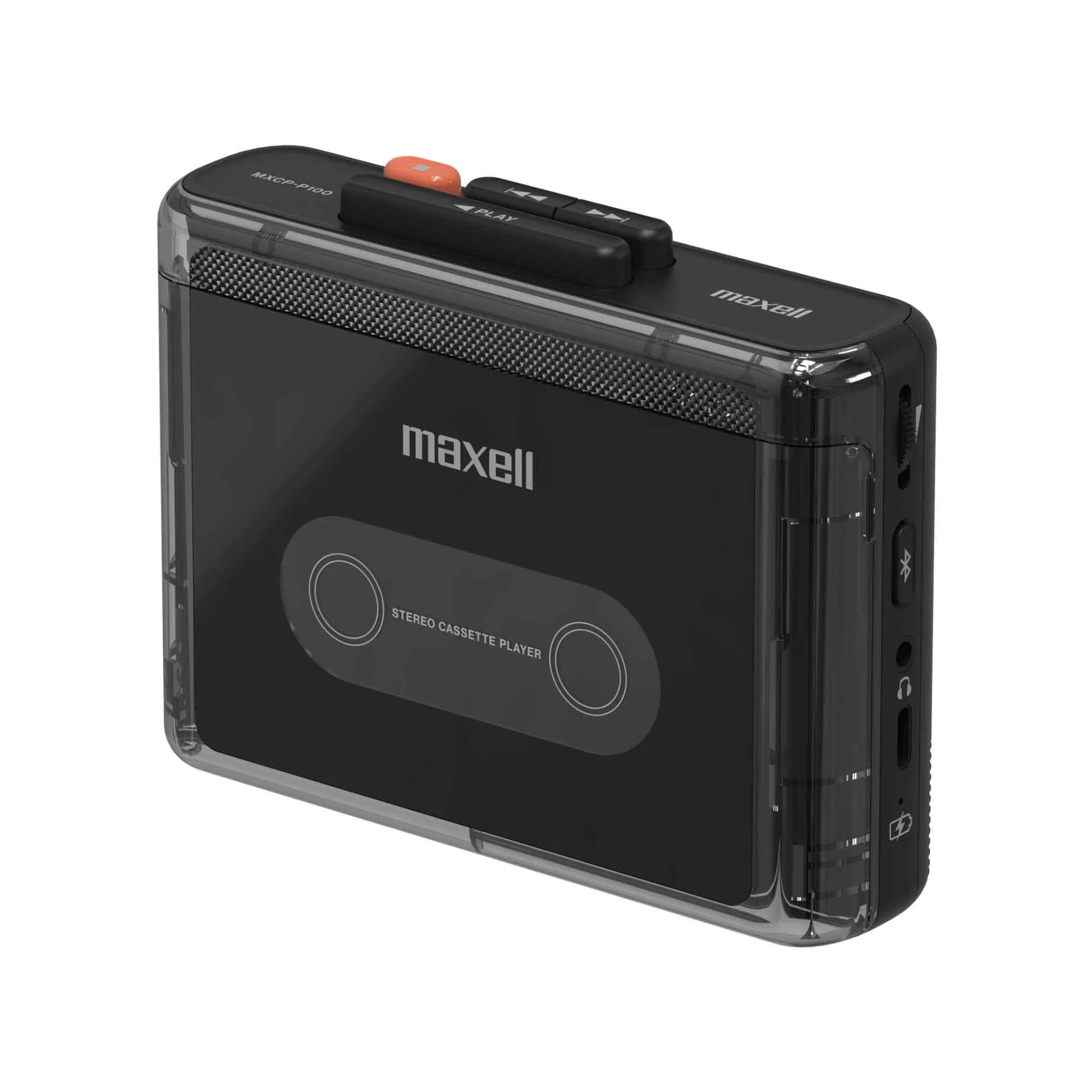 Maxell MXCP-P100 mot bakgrunnen av kassetter Maxell MXCP-P100 mot bakgrunnen av kassetter