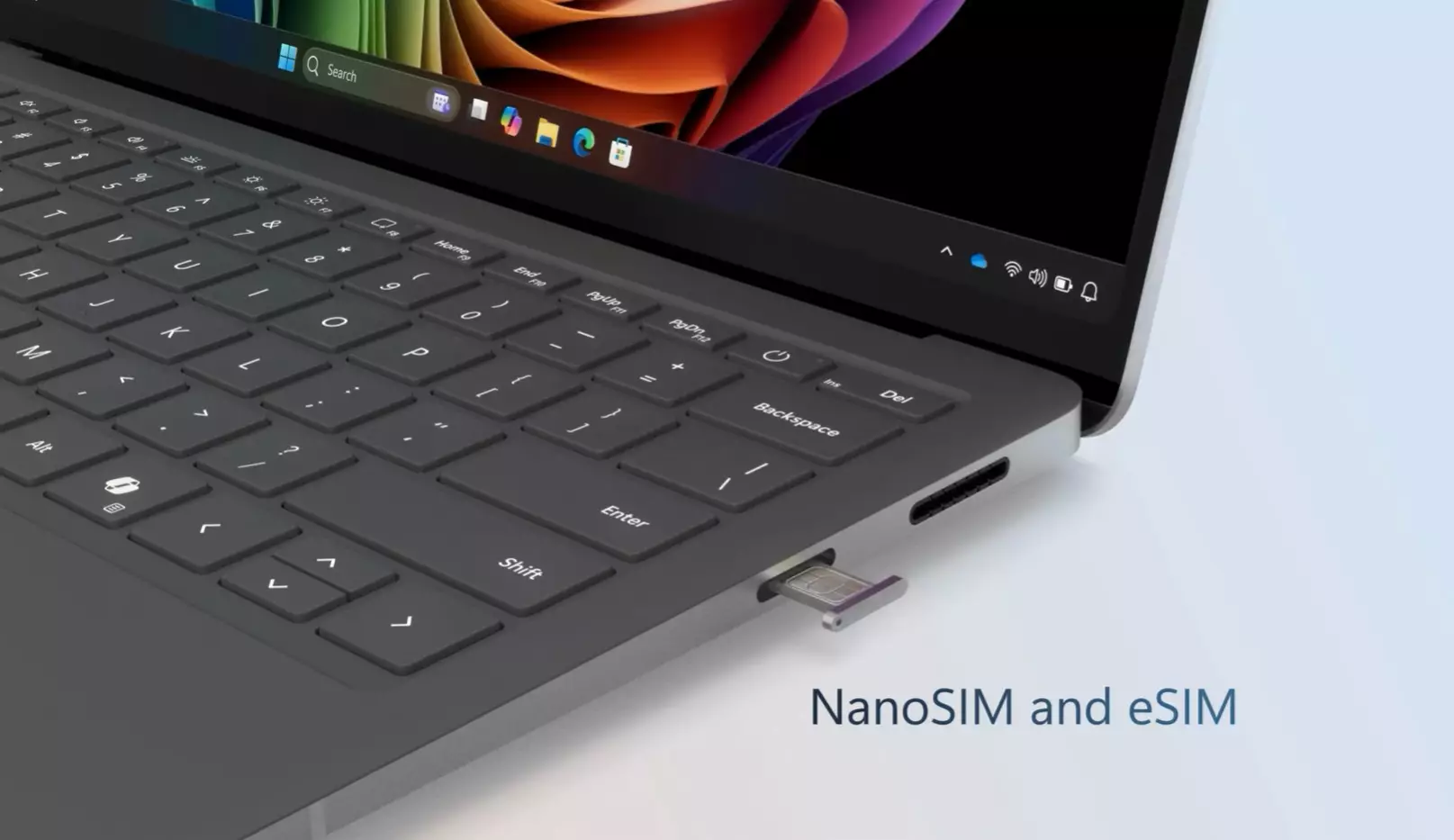 Illustrasjon av eSIM-sporet for Microsoft Surface Laptop 5G