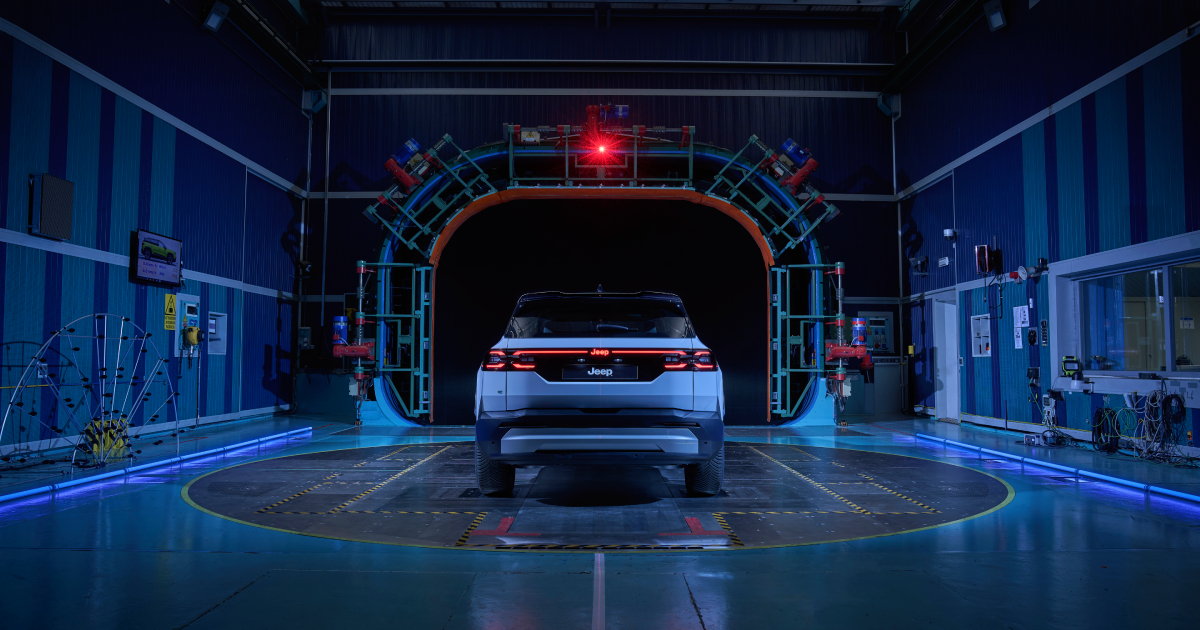 Den nye Jeep Compass i en vindtunnel.
