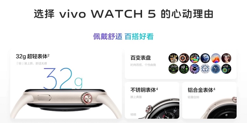 Vivo Watch 5 i en rekke farger Vivo Watch 5 i en rekke farger