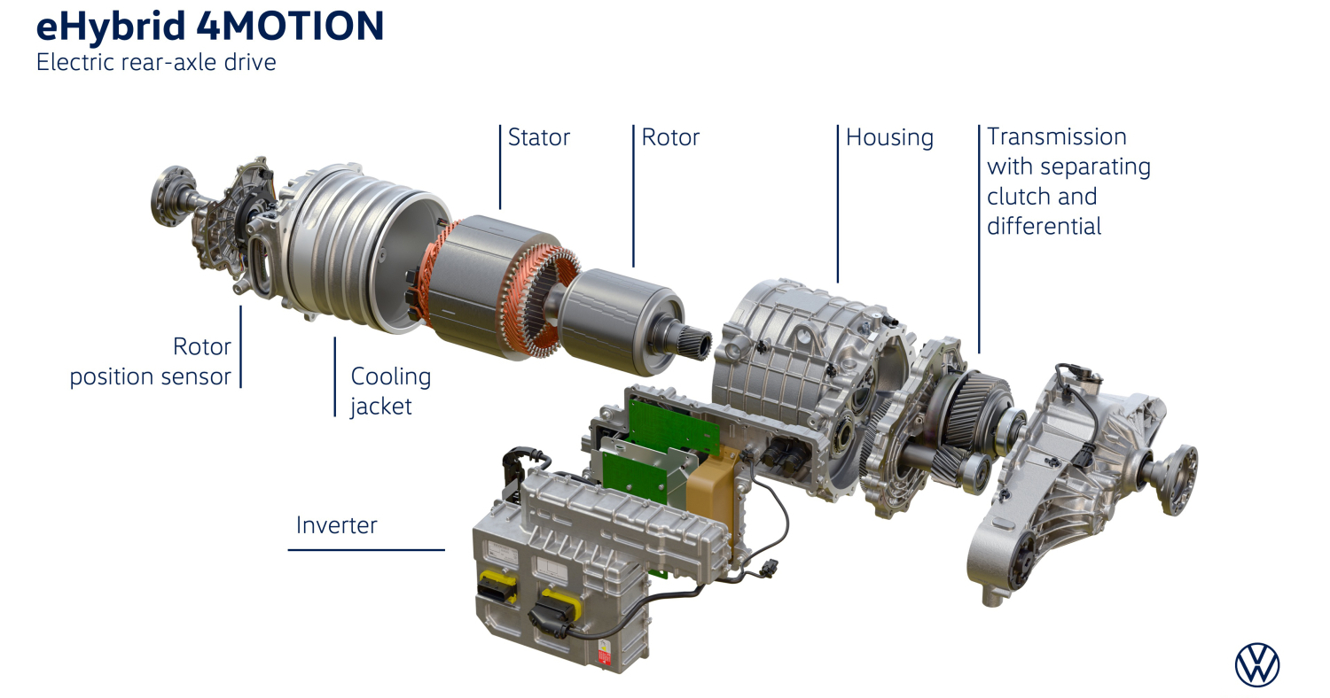 Schematic diagram of the hybrid all-wheel drive system for the VW Multivan PHEV
