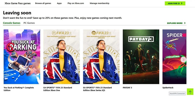 Seks spill vil bli fjernet fra Xbox Game Pass-katalogen i midten av september, inkludert skytespillene Payday 3 og FIFA 23-2